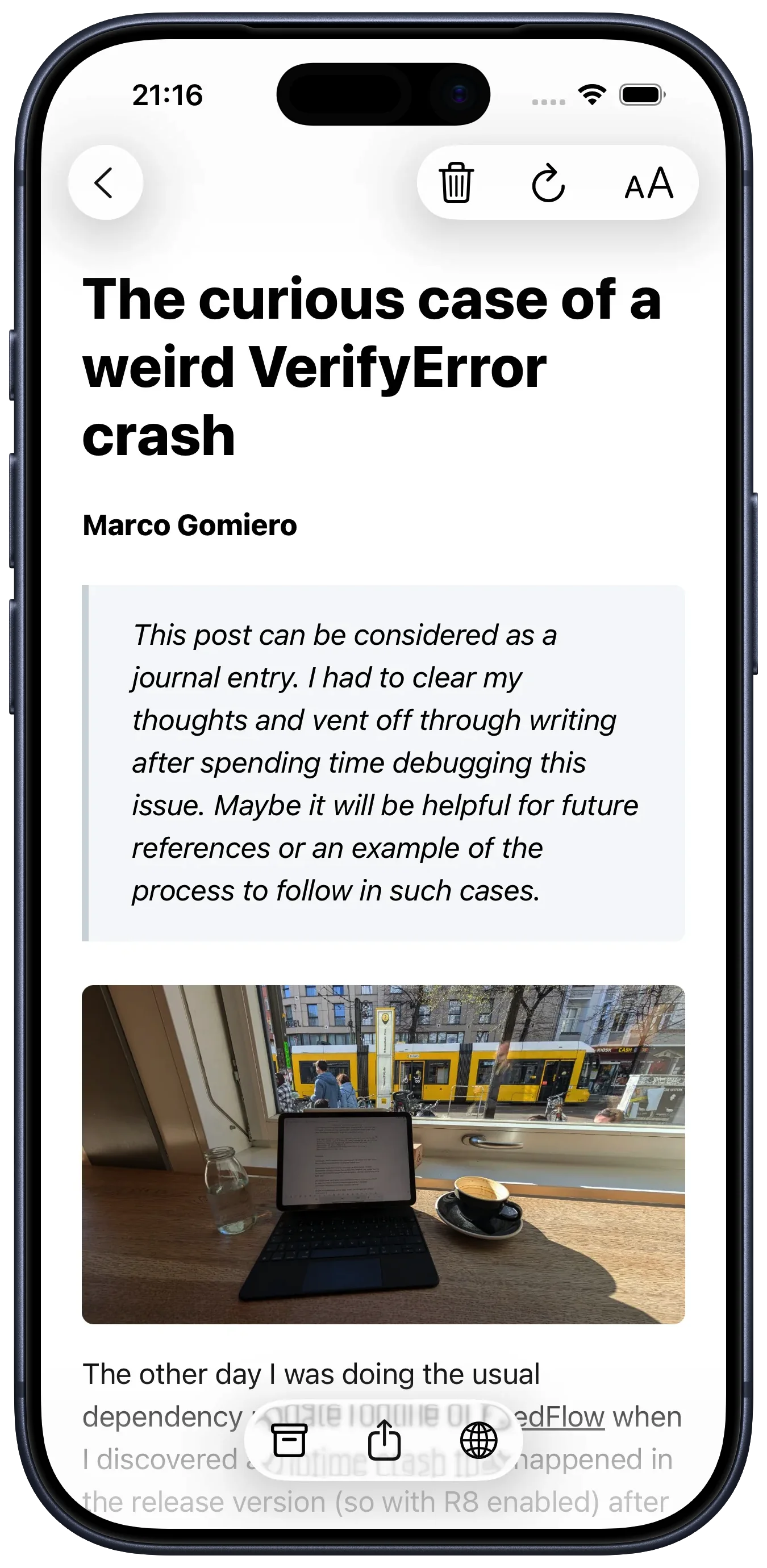 An article in ReaderFlow's reader on iPhone